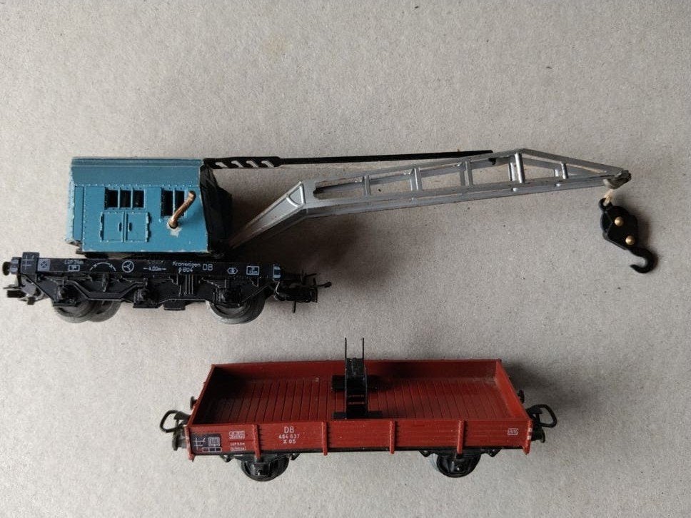 Märklin kraanwagon plus bakwagen, Wisselstroom, Gebruikt, Wagon, Ophalen of Verzenden