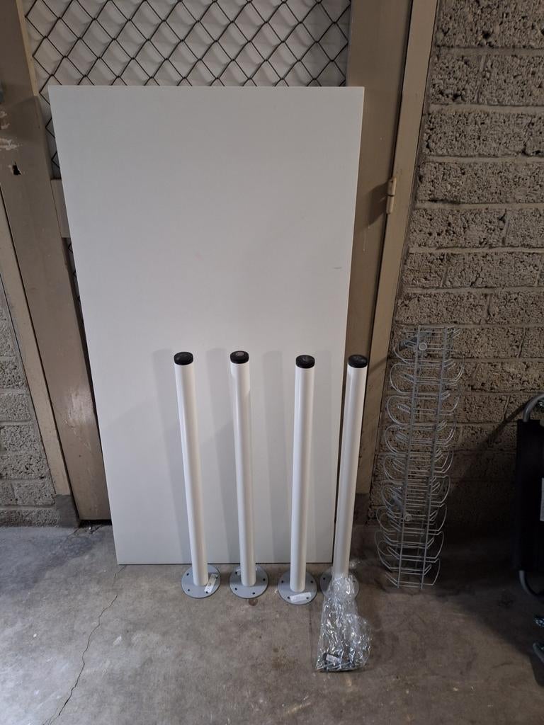 Ikea Tafelblad met 4 poten - Wit, rechthoekig, Ophalen, Gebruikt, Overige materialen, 50 tot 100 cm