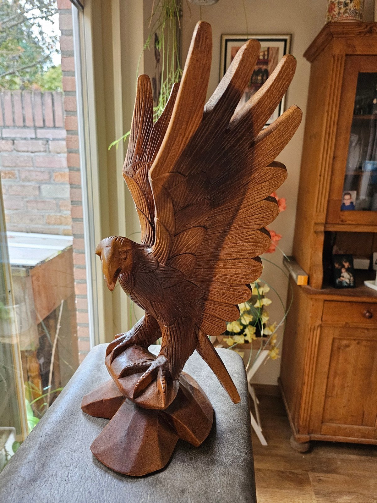 Houten Adelaar Beeld - ca. 50 cm hoog, Ophalen of Verzenden, 20 - 50 cm, Beeld, Hout