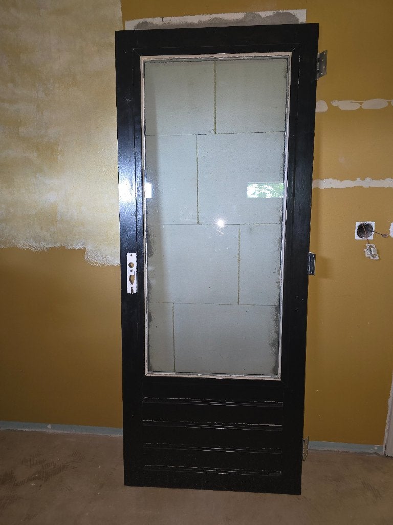 Keuken-/balkon-/tuindeur met dubbel glas., Ophalen, Gebruikt, 80 tot 100 cm, Binnendeur