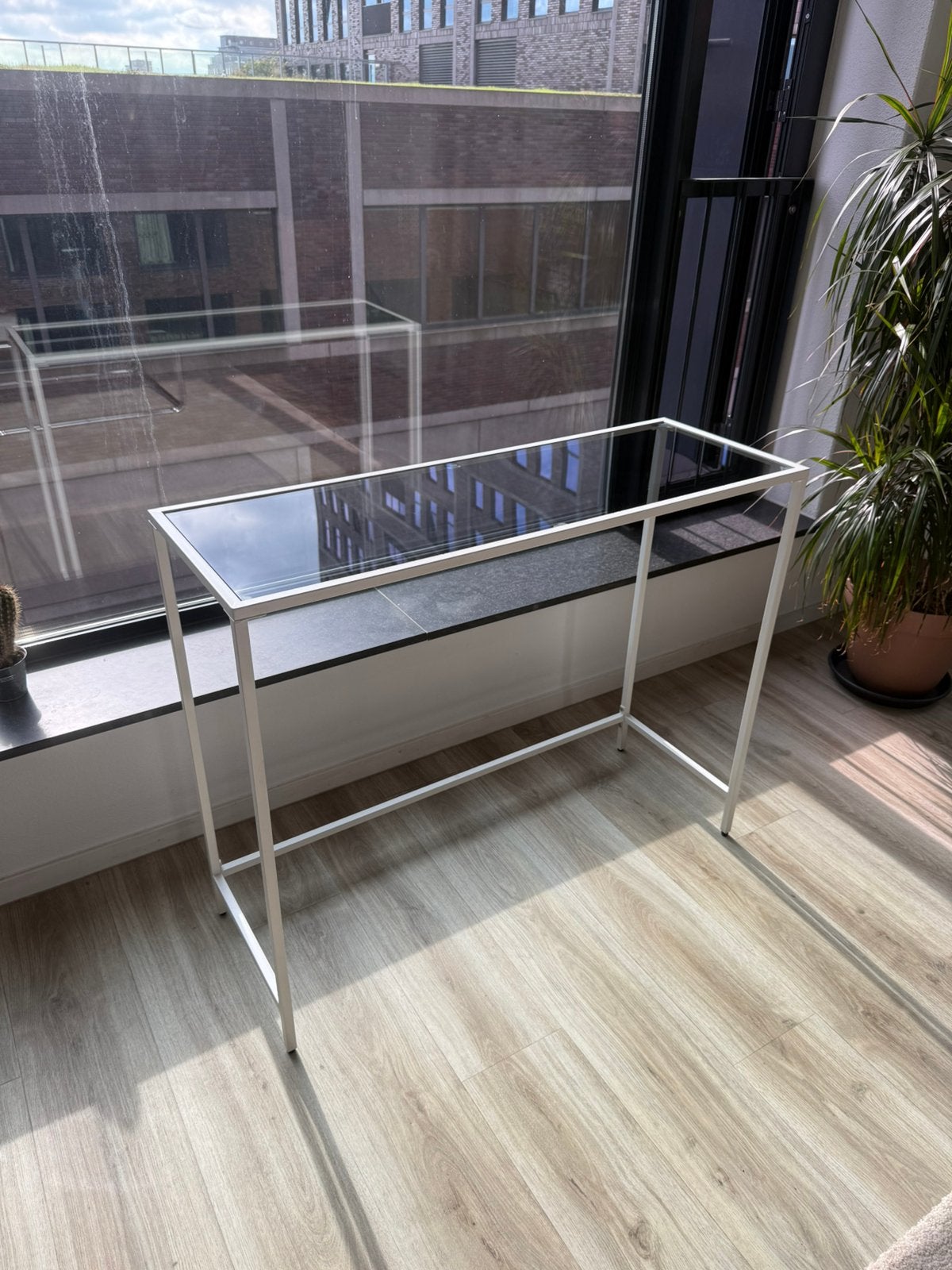 Consoletafel, Ophalen, 100 tot 150 cm, Glas, Zo goed als nieuw