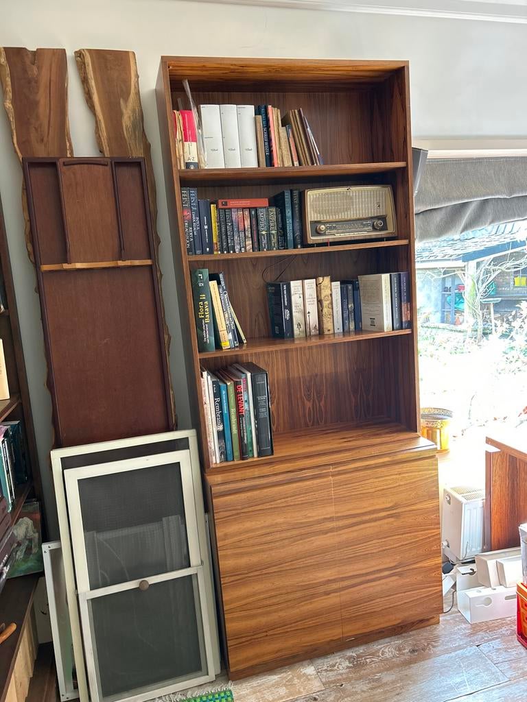Palisander vintage Wilhelm Renz boekenkast met opbergruimte, Ophalen of Verzenden