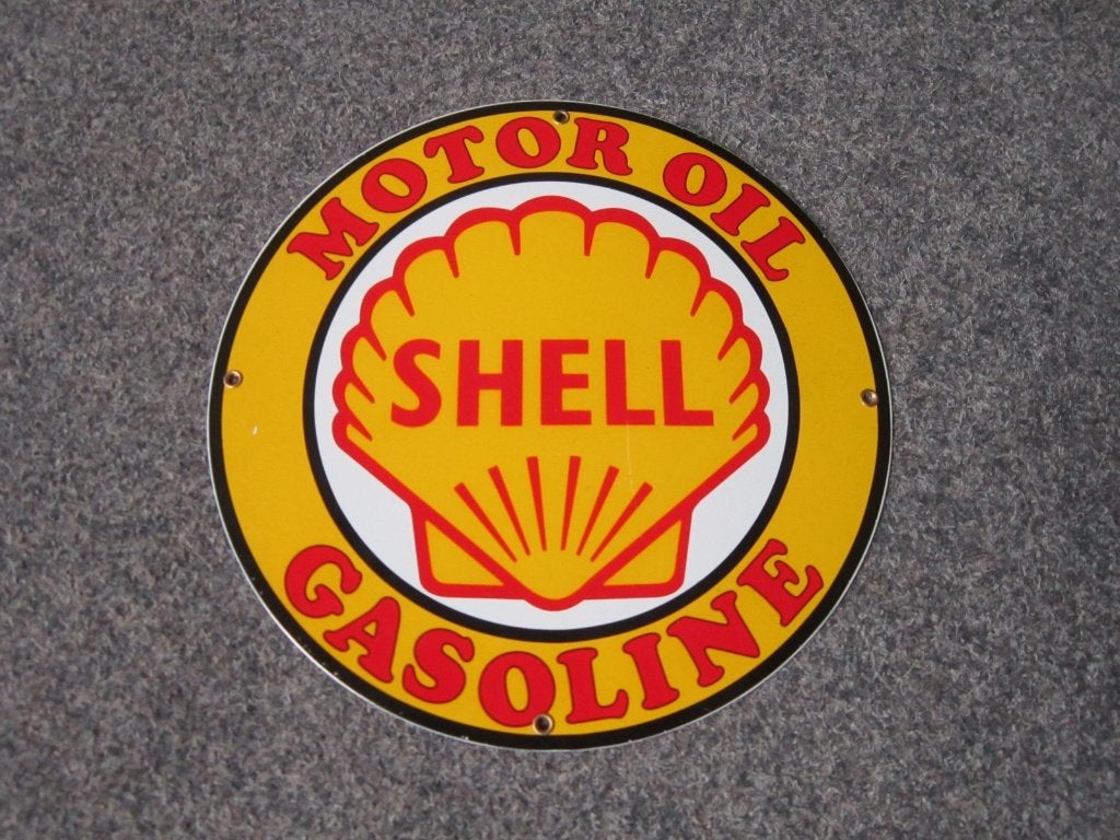 SHELL EMAILLE RECLAMEBORD, Ophalen, Zo goed als nieuw, Reclamebord