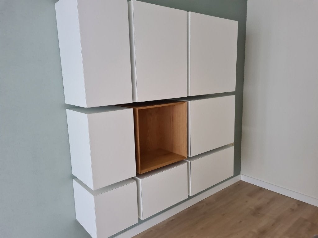 Design wandkast op maat IN ELKE GEWENSTE KLEUR, Eikenhout, 150 tot 200 cm, Nieuw, Ophalen of Verzenden