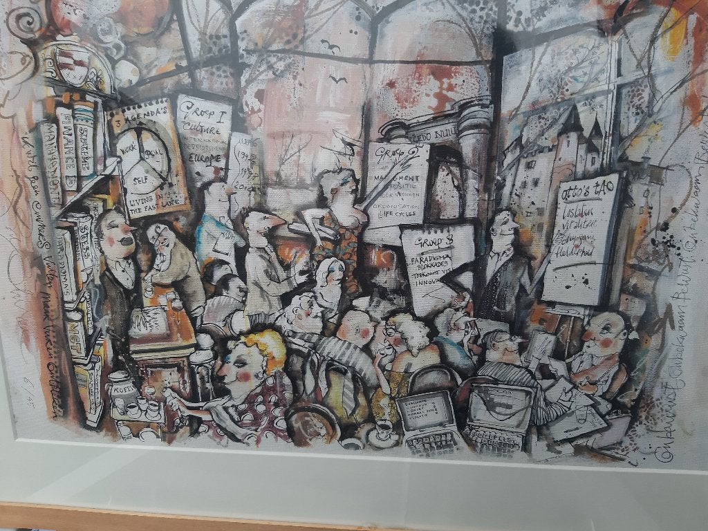 Zeefdruk de titel ‘Leren & Sferen’ Guy Olivier, Maastricht, Antiek en Kunst, Ophalen, Gesigneerd, Portret en Figuren, Zeefdruk