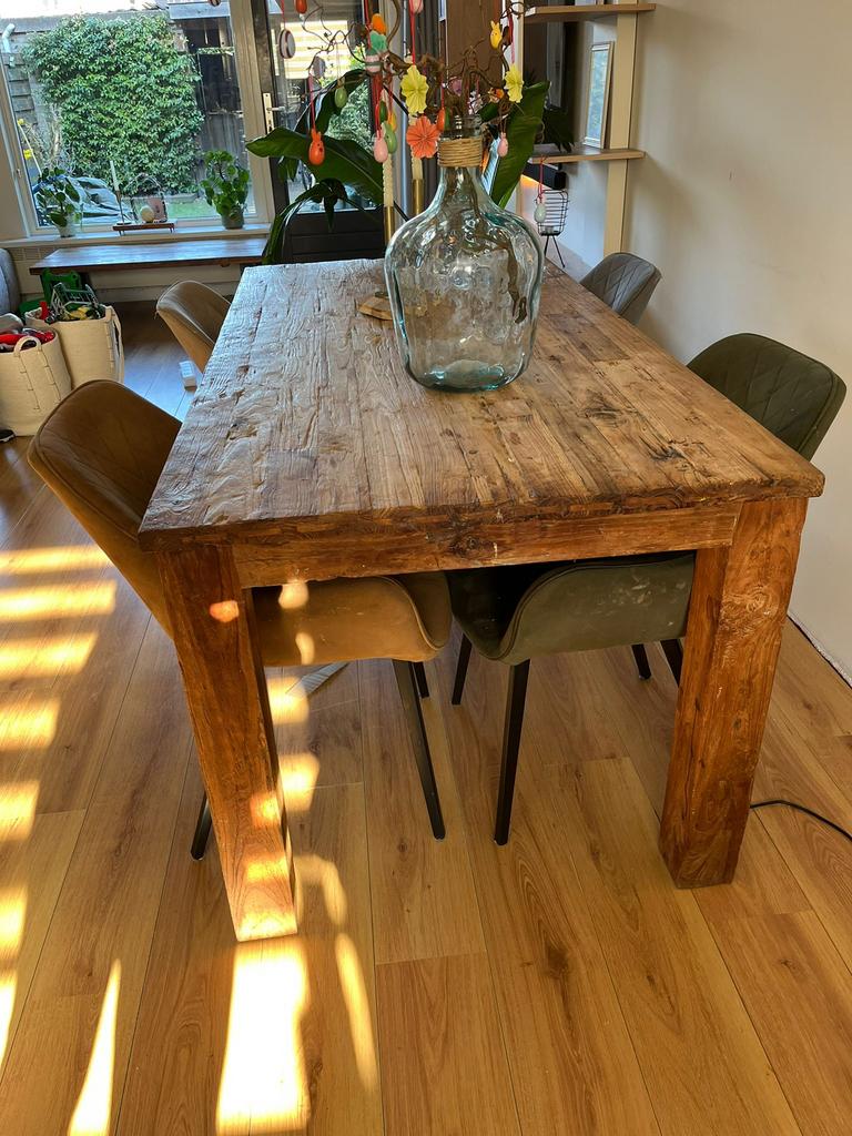 Teaken eettafel, Zo goed als nieuw, Minder dan 50 cm, Rechthoekig, 50 tot 100 cm