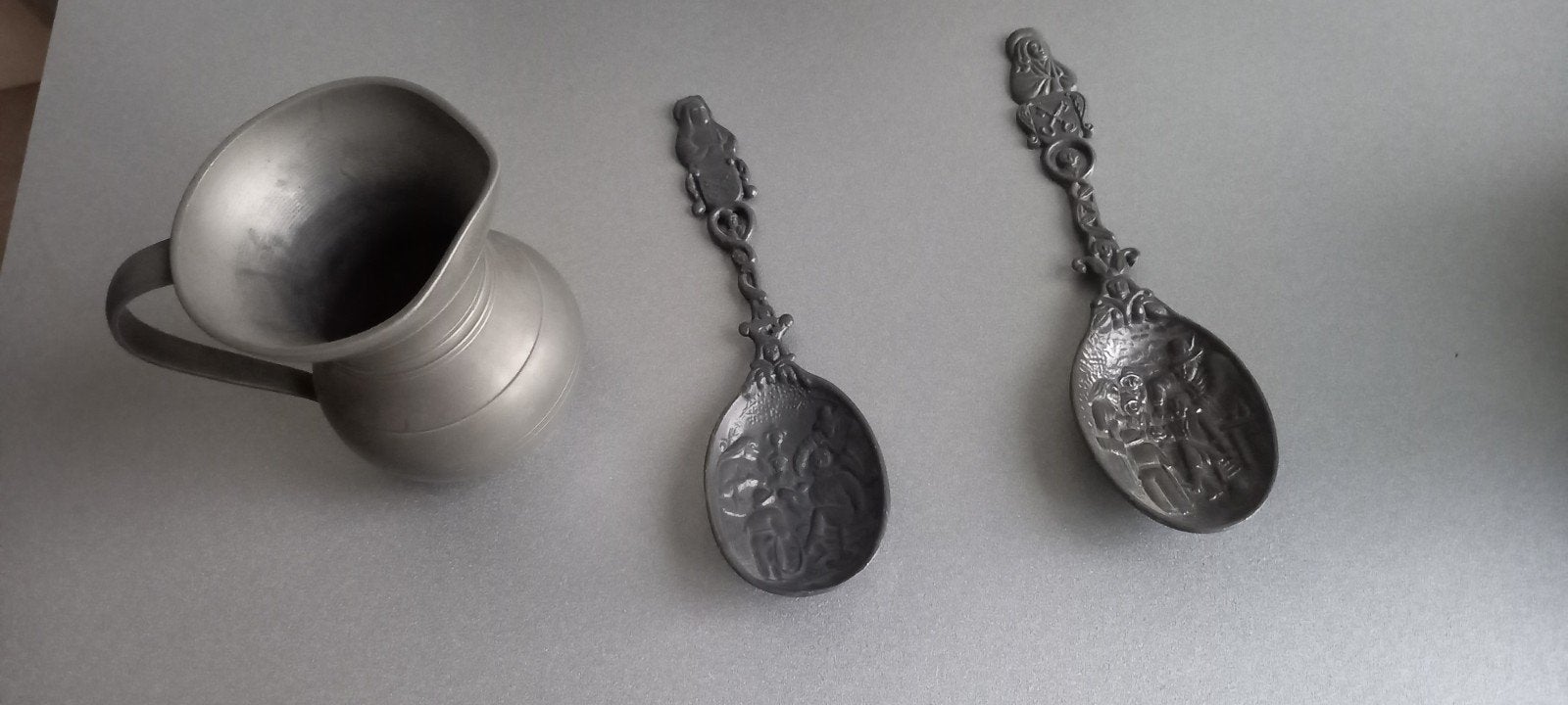 Tinnen kannetje en lepels, Antiek en Kunst, Antiek | Tin, Ophalen