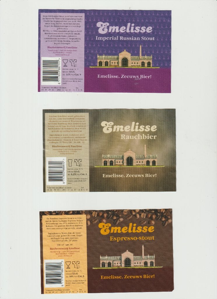 Bieretiketten Brouwerij Emelisse-Kamperland, Ophalen of Verzenden, Zo goed als nieuw, Overige typen, Overige merken