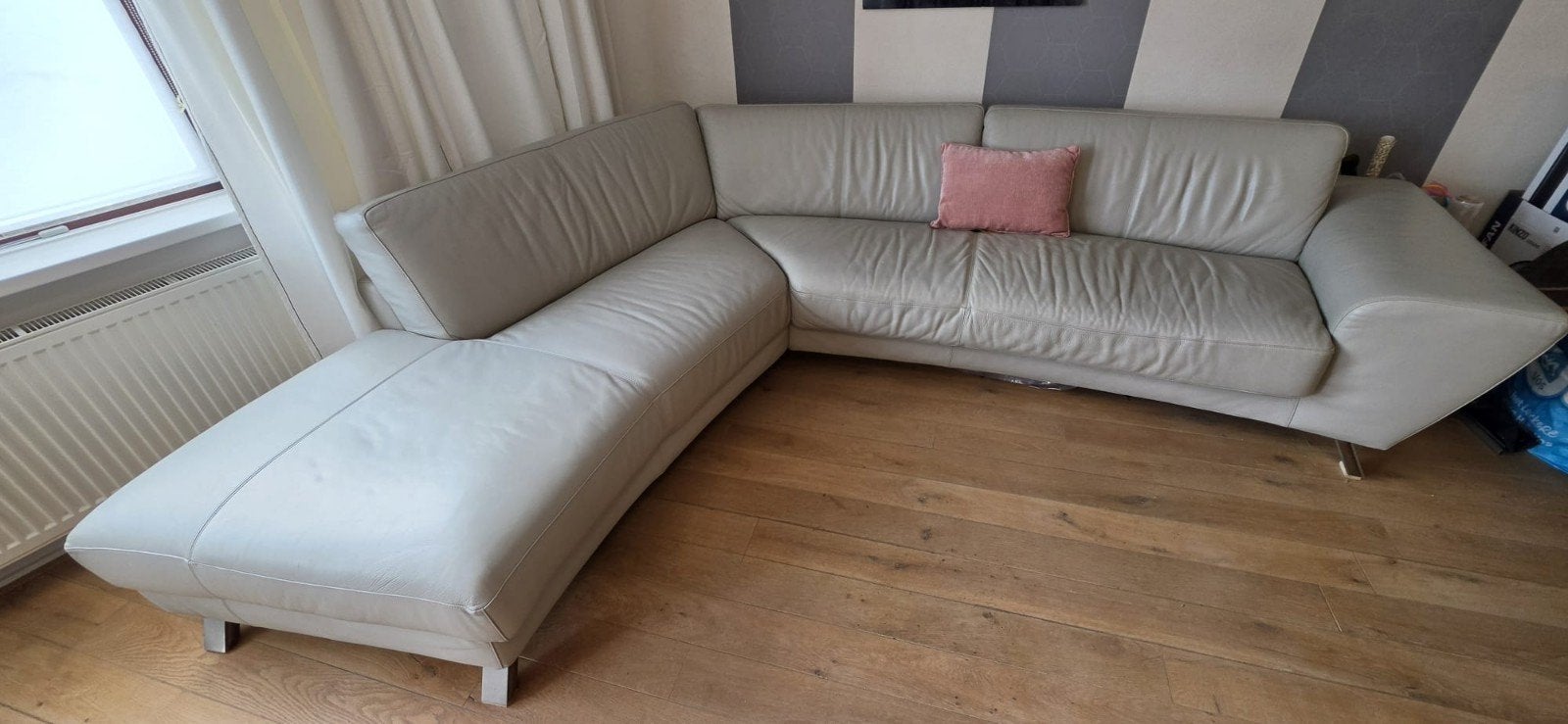 Natuzzi leren hoekbank met 2 extra leren kussens, Huis en Inrichting, Ophalen of Verzenden