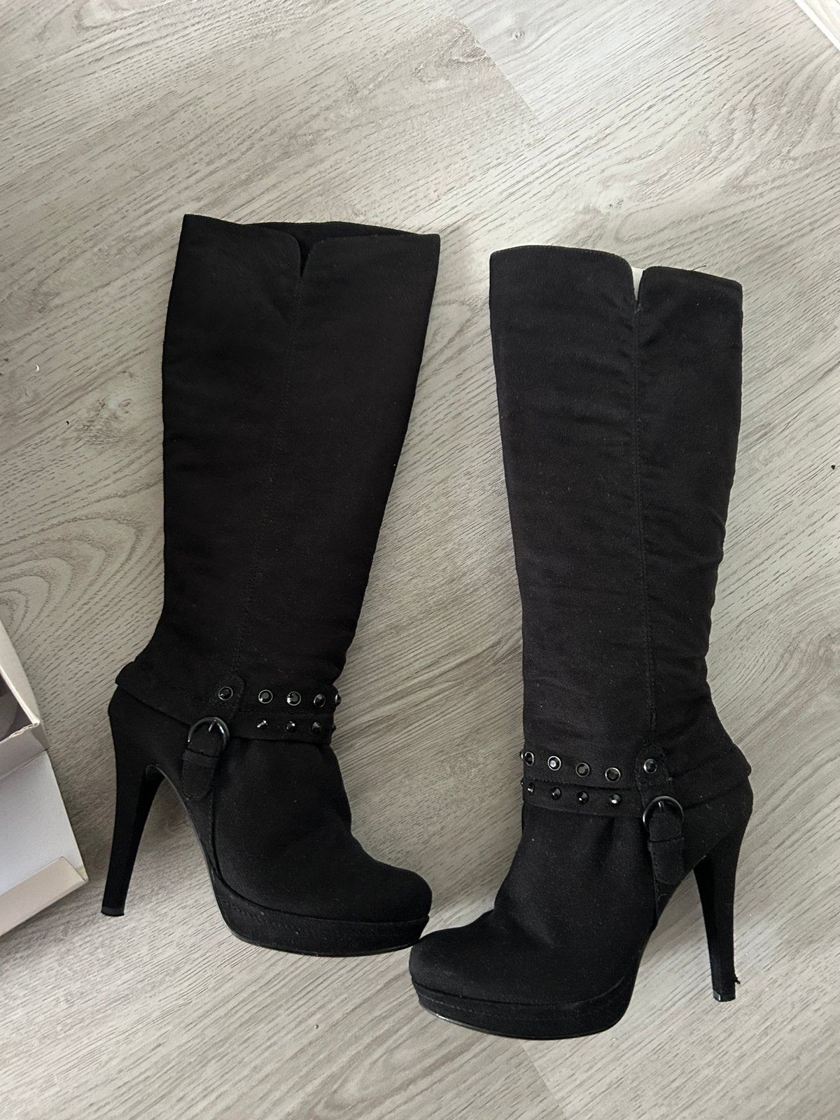 Black boots, Hoge laarzen, Verzenden, Zwart, Zo goed als nieuw