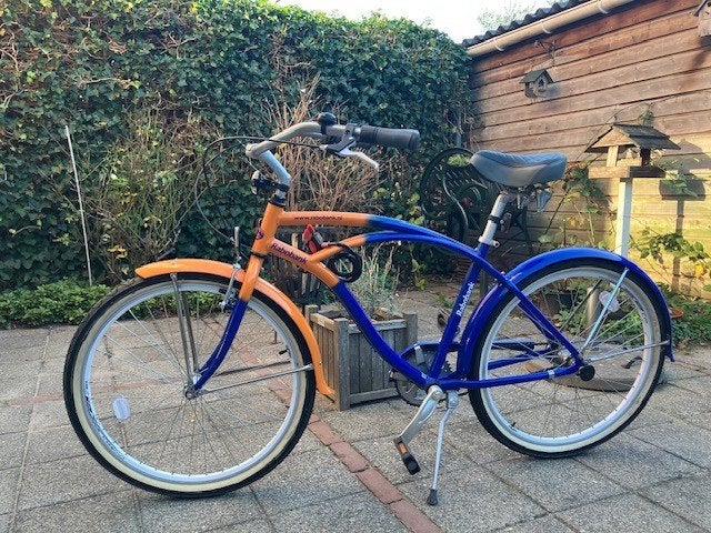 Rabobank retro fiets - Blauw/Oranje, Terugtraprem, Versnellingen, 49 tot 53 cm, Zo goed als nieuw