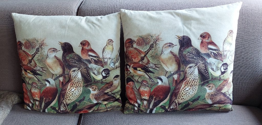 Mars & More Sierkussenhoezen met vogelprint (2 stuks), Meerkleurig, Vierkant, Ophalen of Verzenden, Zo goed als nieuw