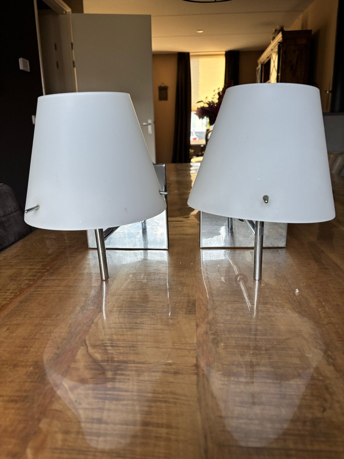 Set van 2 moderne wandlampen met glazen kap, Ophalen, Gebruikt, Overige fittingen, Glas