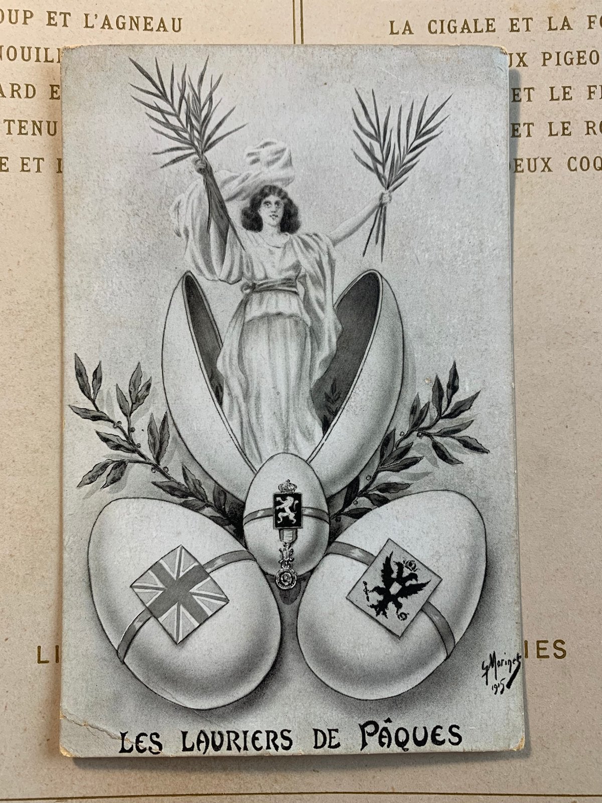 Les Lauriers de Pâques - aan een Franse commandant (LE), Verzamelen, Ophalen of Verzenden, Voor 1920, Gelopen, Feest(dag)