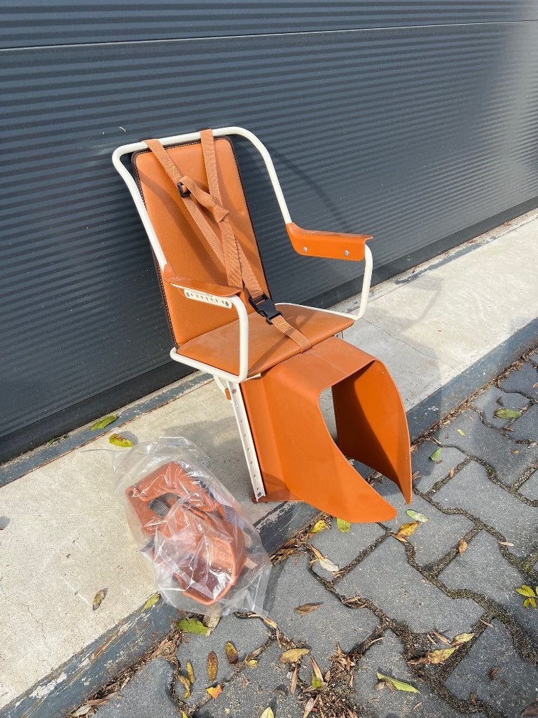 &Italy Luxe Fietsstoeltje kleur Cognac, Fietsen en Brommers, Overige merken, Achterzitje, Voetsteuntjes, 15 t/m 36 kg