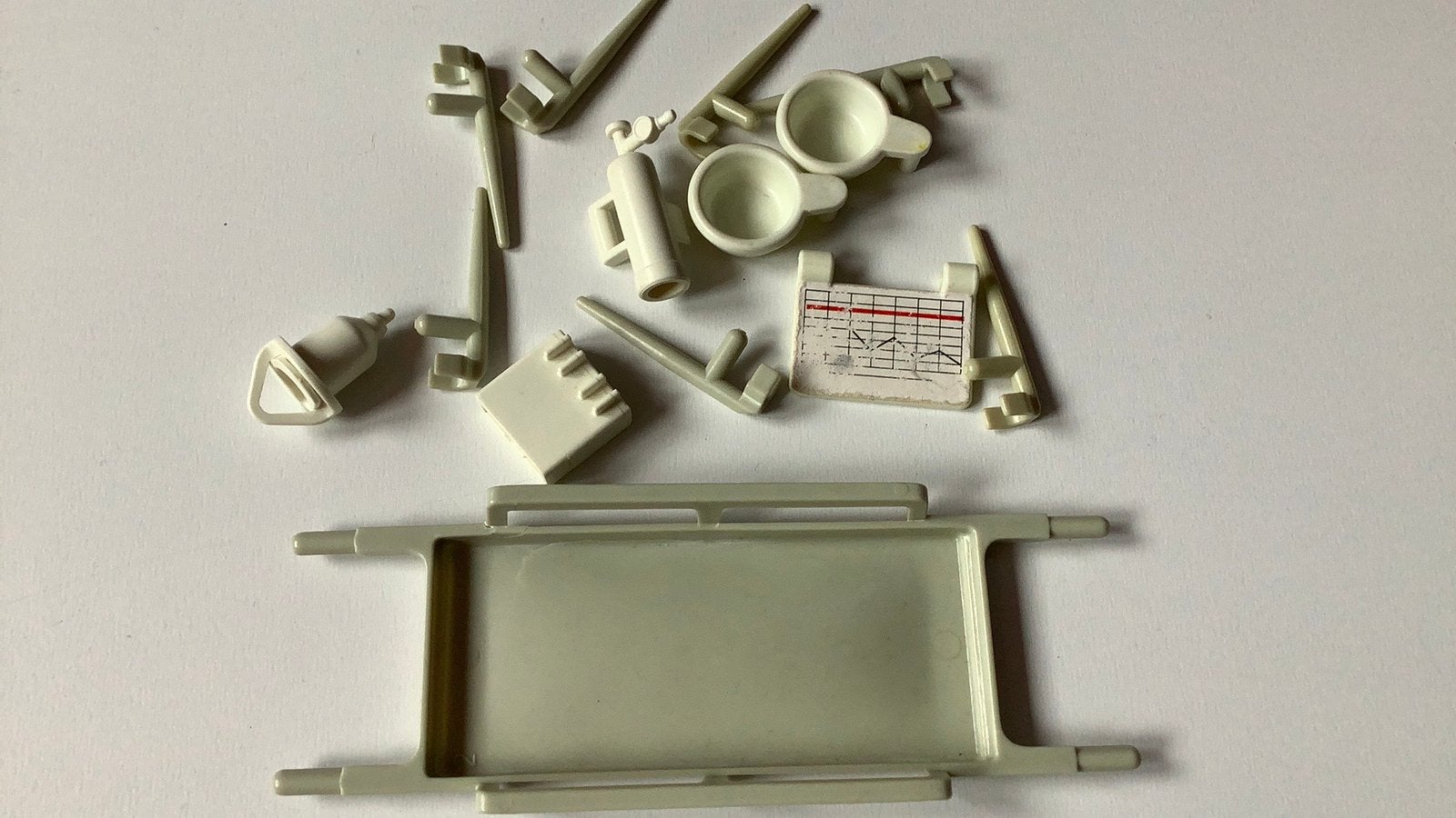 Playmobil vintage ziekenhuis onderdelen krukken fles bakjes, Ophalen, Gebruikt