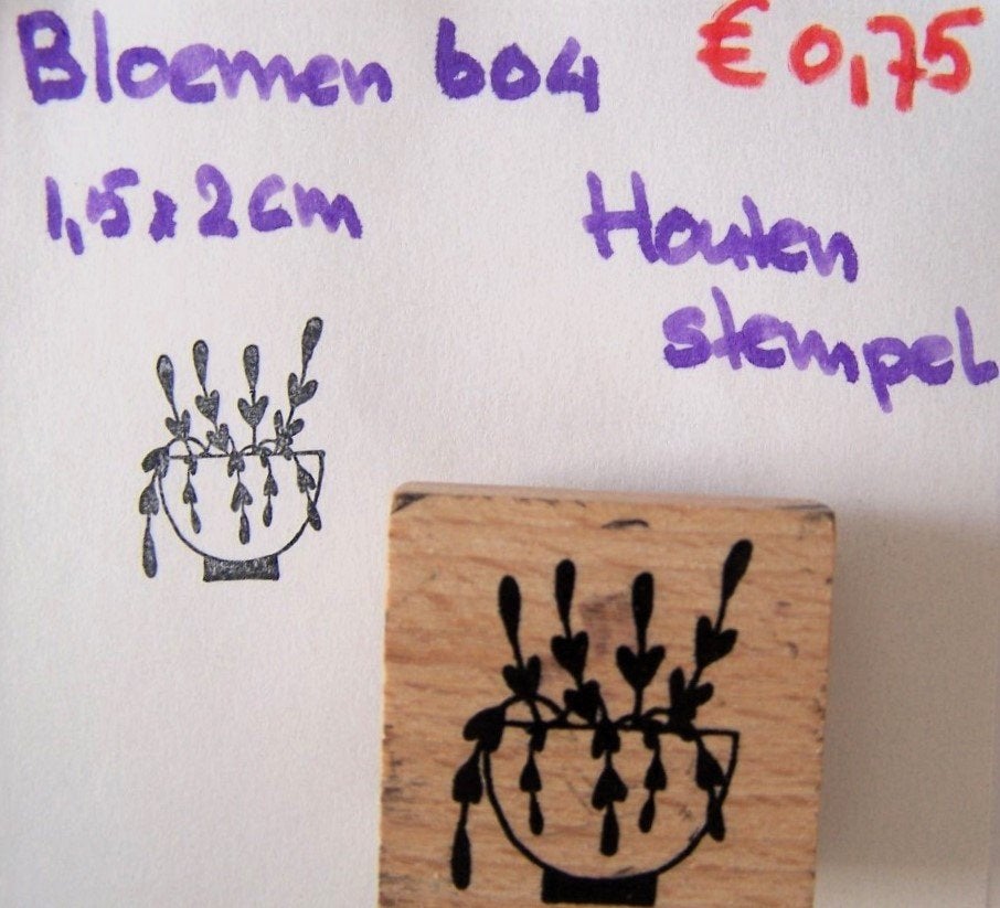 Bloemen 604  Houten stempel, Hobby en Vrije tijd, Stempelen, Ophalen of Verzenden, Gebruikt, Houten stempel
