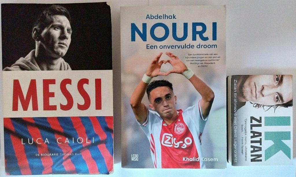 3 Voetbal Boeken Biografie Messi + Nouri + Zlatan, Ophalen of Verzenden, Gelezen, Sport