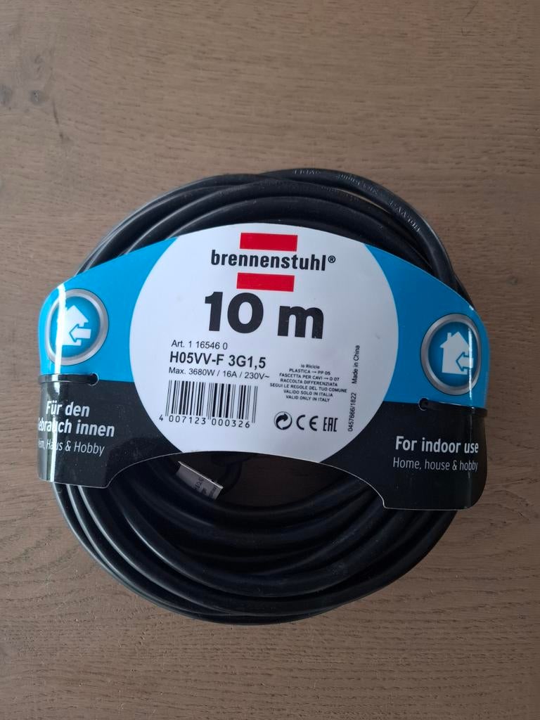 3 stuks !! Brennenstuhl Verlengkabels - 3m, 5m, 10m (Nieuw), Doe-het-zelf en Verbouw, Ophalen of Verzenden, Nieuw, Kabel of Snoer