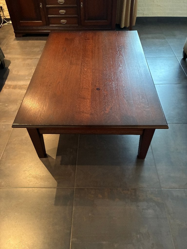 Massief houten salontafel, Ophalen, 50 – 75, Gebruikt, 100 tot 150 cm