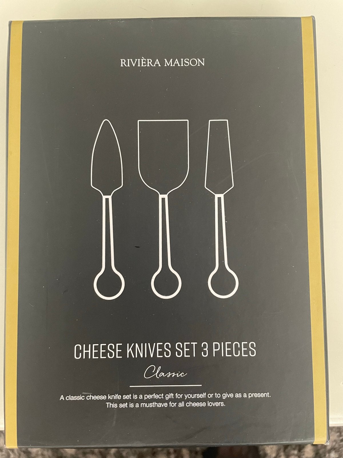 Riviera Maison Kaasmessenset 3-delig Goud/Zwart, Overige typen, Goud, Ophalen of Verzenden, Zo goed als nieuw