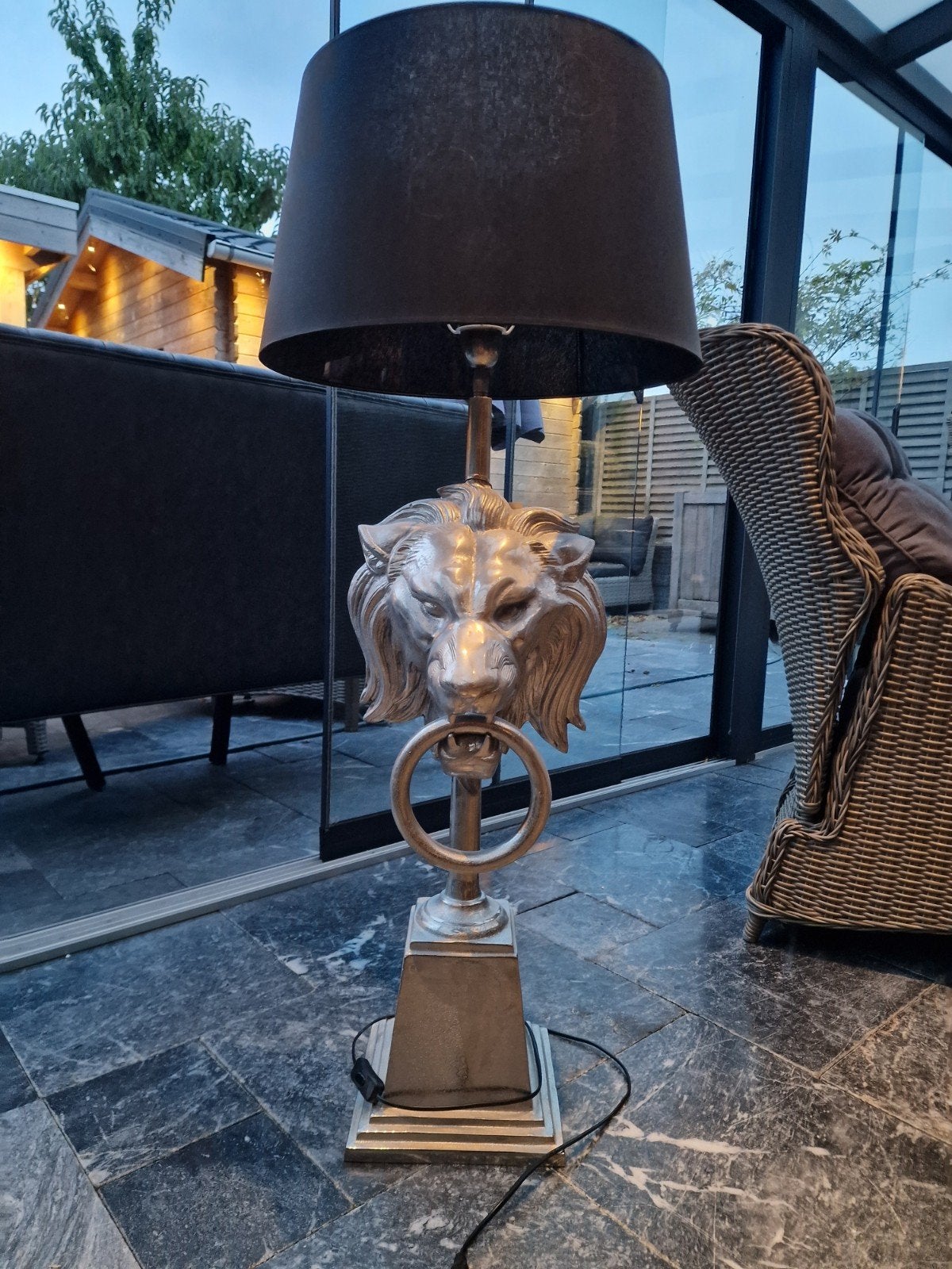 Lamp leeuw XL aluminium 2x, Zilver, Ophalen, Zo goed als nieuw