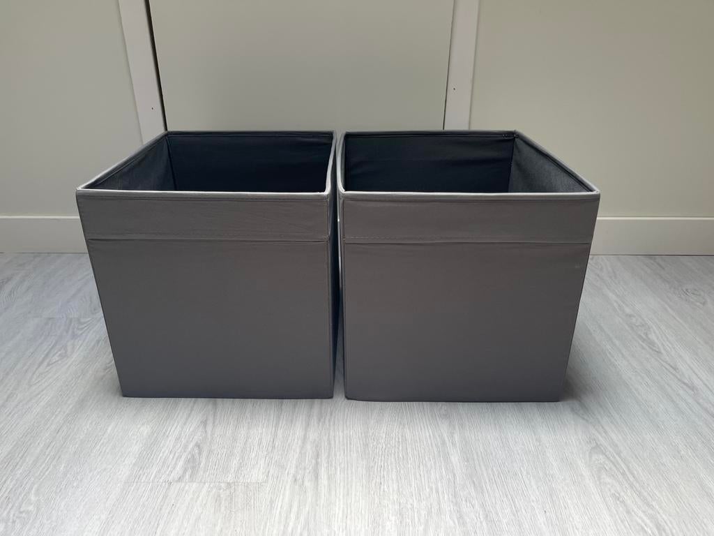 2 grijze IKEA Dröna bakken, Ophalen of Verzenden, Gebruikt, Grijs, Textiel
