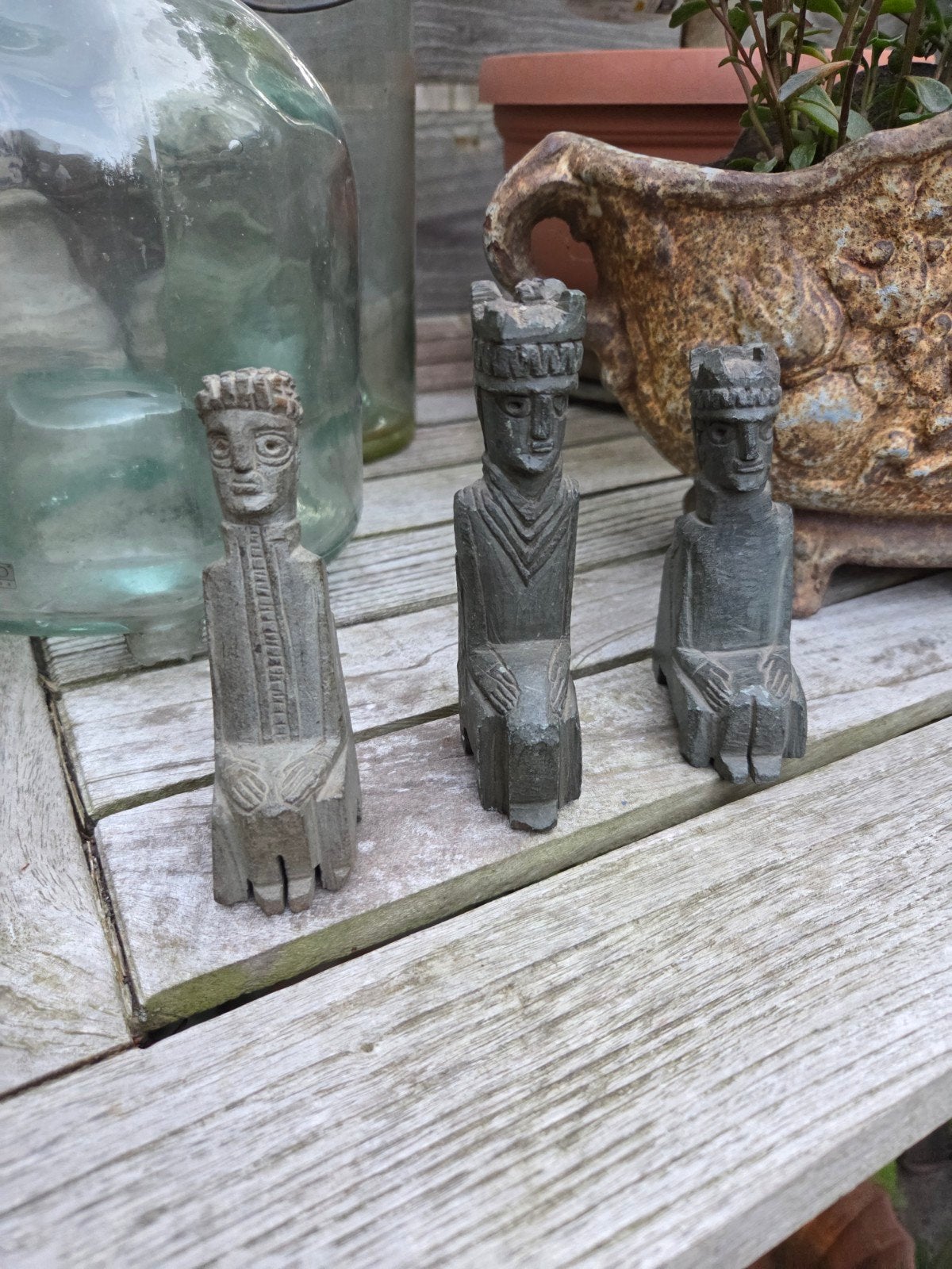 antieke stenen schaakstukken., Antiek en Kunst, Ophalen of Verzenden