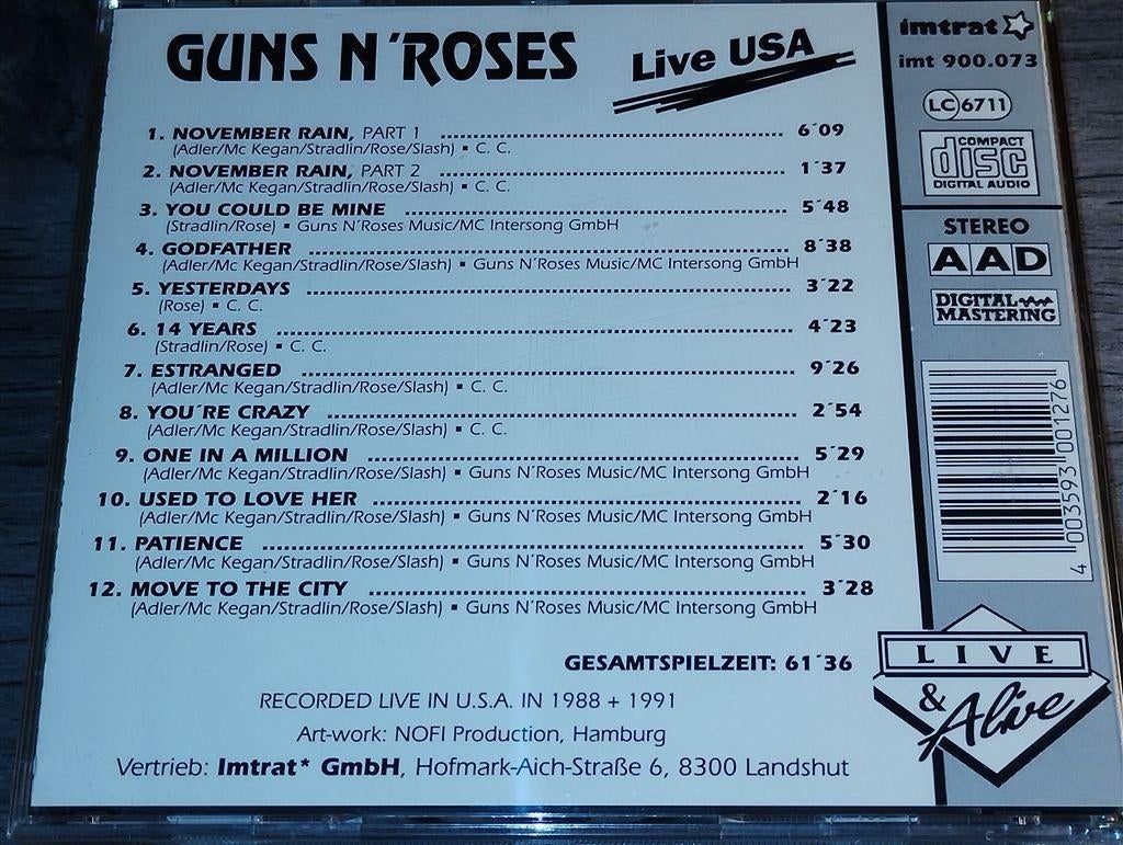 Guns N Roses - Live USA [1988+1991], Ophalen of Verzenden, Zo goed als nieuw, Poprock