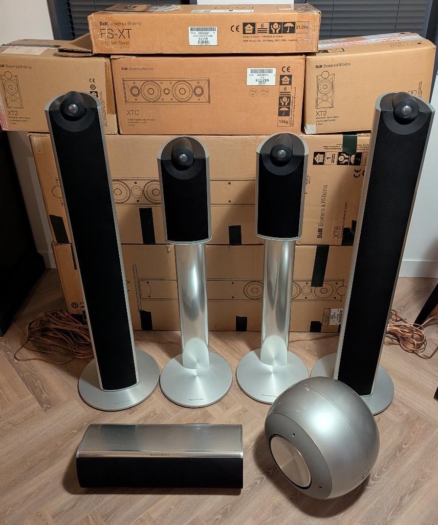 Bowers & Wilkins XT 5.1 set (B&W XT8, XTC, XT2, PV1), Ophalen, Zo goed als nieuw, 120 watt of meer, Complete surroundset