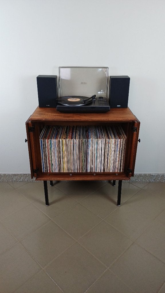 Audiomeubel platenkast platenspeler kast hout vintage, Huis en Inrichting, Kasten | Dressoirs, Ophalen, Gebruikt, 50 tot 100 cm