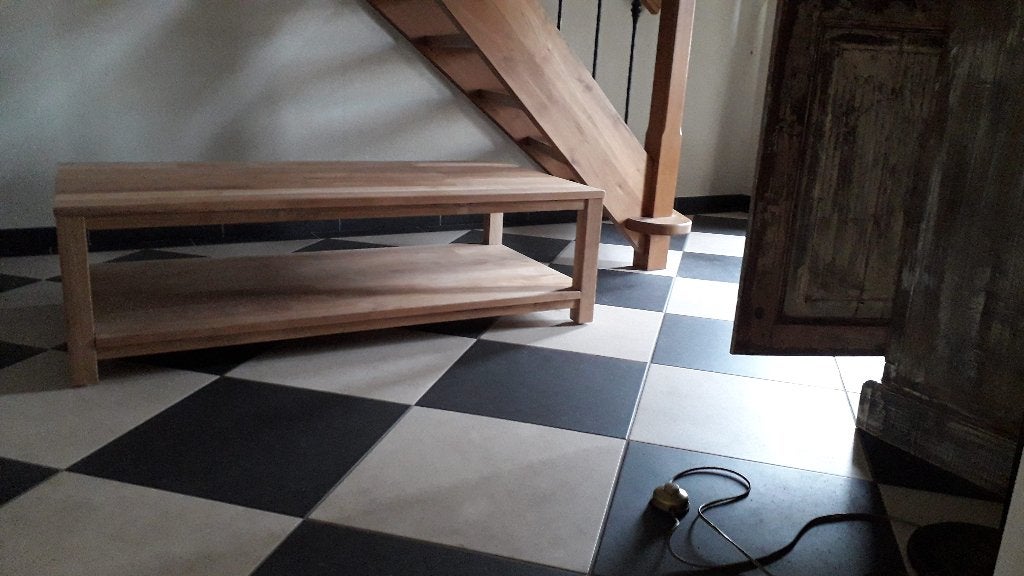 nieuwe lage salontafel teak, Huis en Inrichting, Tafels | Salontafels, Ophalen, 100 tot 150 cm, Teakhout, Nieuw