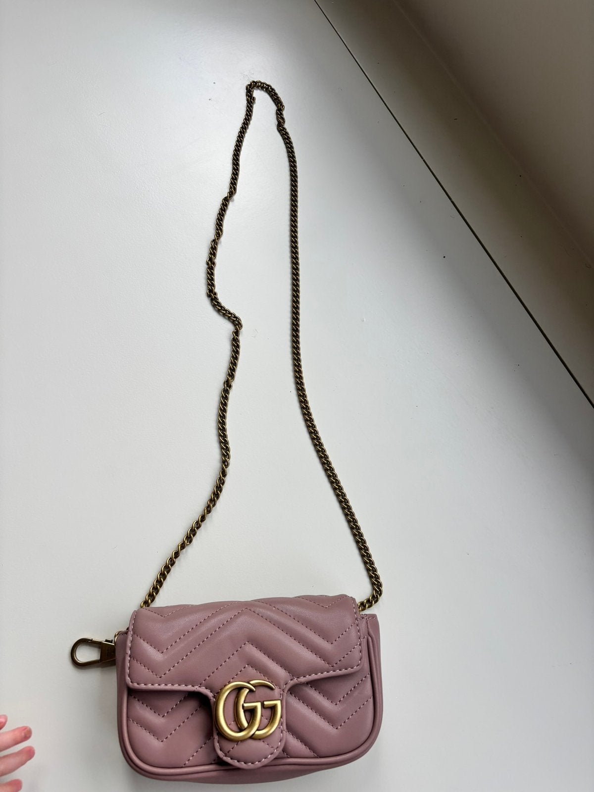 Gucci GG Marmont Matelassé Leather Super Mini Bag, Schoudertasje, Ophalen of Verzenden, Zo goed als nieuw, Roze