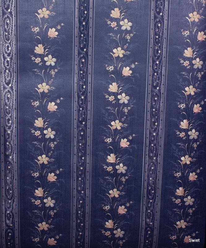 8885 klassiek Engels bloemenbehang met strepen swiet, Ophalen of Verzenden, Roze