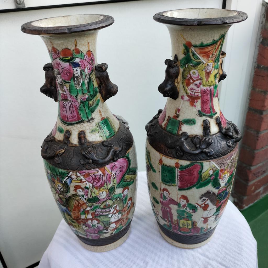 Twee handgeschilderde nanking vazen, Antiek en Kunst, Ophalen of Verzenden