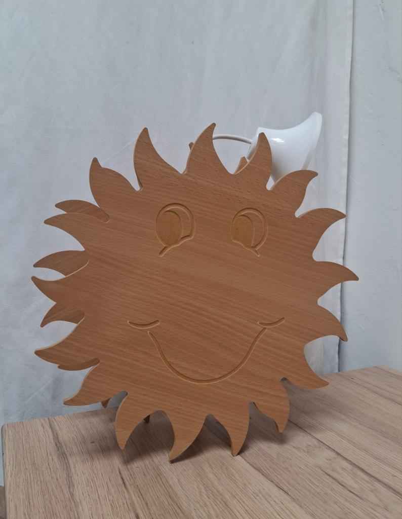 Houten kinderkamer zon hanglamp. Licht '88., Huis en Inrichting, Ophalen of Verzenden, Minder dan 50 cm
