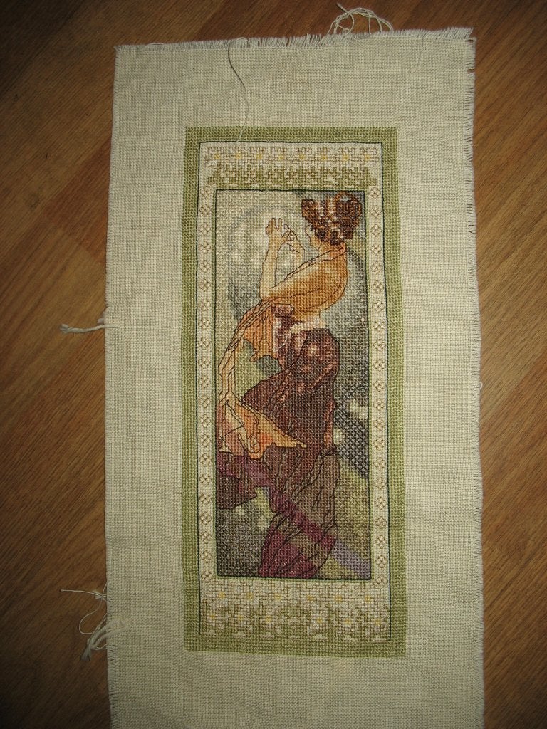 Geborduurd Alphonse Mucha Charlesto De Poolster Vintage, Ophalen of Verzenden, Zo goed als nieuw, Handborduren, Overige typen