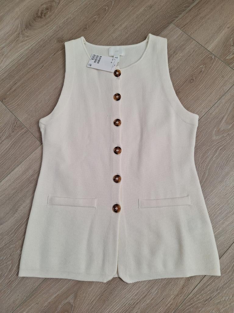 NIEUW incl kaartje gilet vest H&M - maat XS 34, H&M, Beige, Nieuw, Ophalen of Verzenden