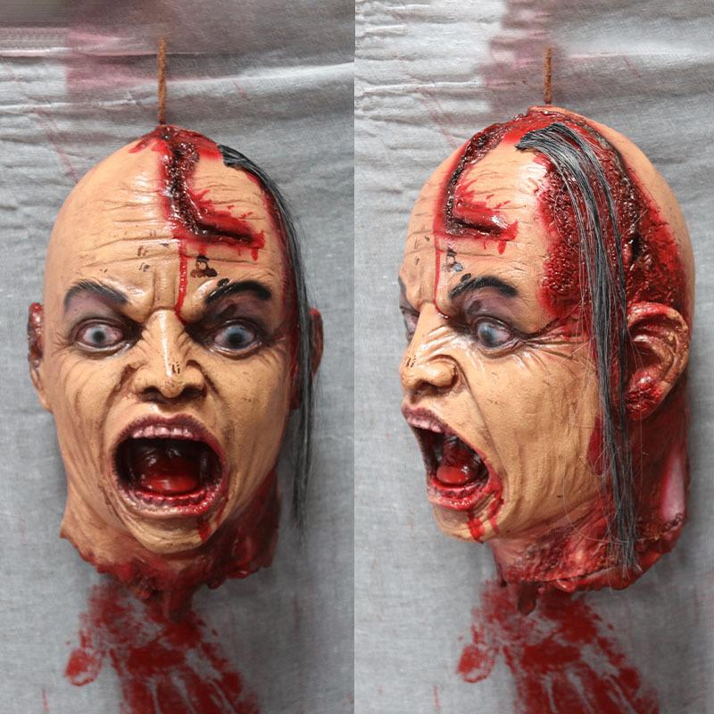 Afgehakt Hoofd 3 Horror Film Prop Eng Halloween Bloed, Verzenden, Nieuw, Feestartikel, Halloween of Griezel