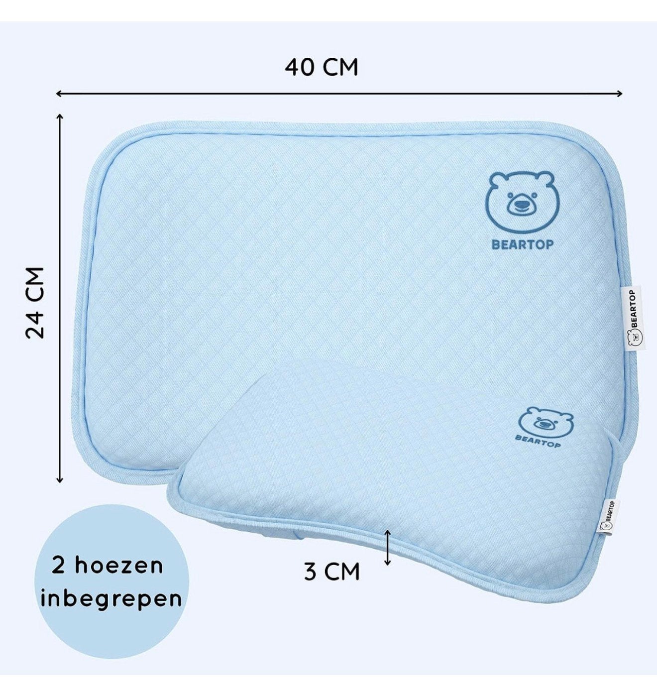 Speciaal babykussen baby-kussen tegen platkop 0-36 maanden, Ademend, Blauw, Nieuw, Ophalen of Verzenden