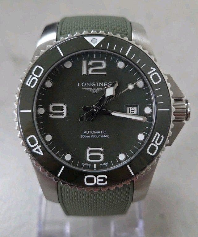 Longines Hydroconquest 43mm groen, Ophalen of Verzenden, Zo goed als nieuw, Zwart, IOS