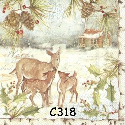 Servetten decoupage/bullet journal – herten C318, Verzenden, Nieuw