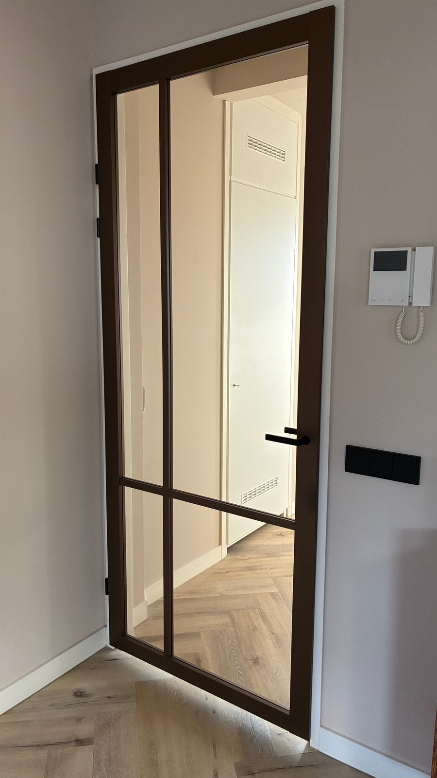 2 x Metallic Bronzen opdekdeuren 231,5x93 + Brons rookglas, Ophalen, 80 tot 100 cm, 215 cm of meer, Binnendeur