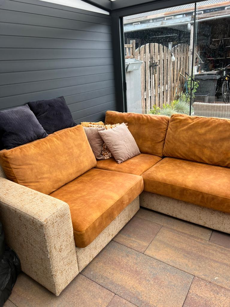 Bankstel ook recht te plaatsen 220 cm breed 91 diepte, Gebruikt, Driepersoons, 75 tot 100 cm, Ophalen of Verzenden