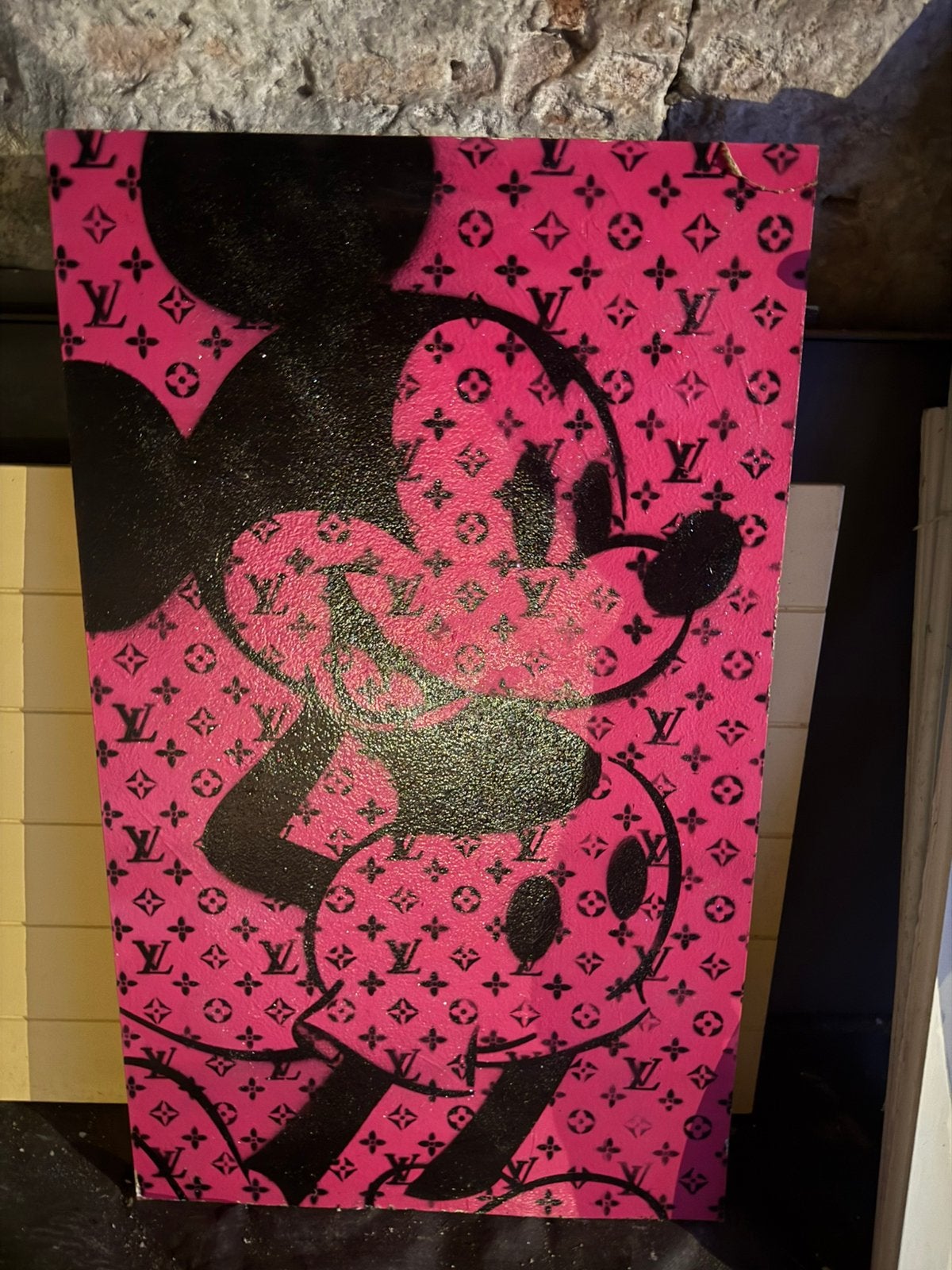 Louis vuitton  micky mouse, Huis en Inrichting, Ophalen of Verzenden, Zo goed als nieuw, Minder dan 50 cm, Schilderij
