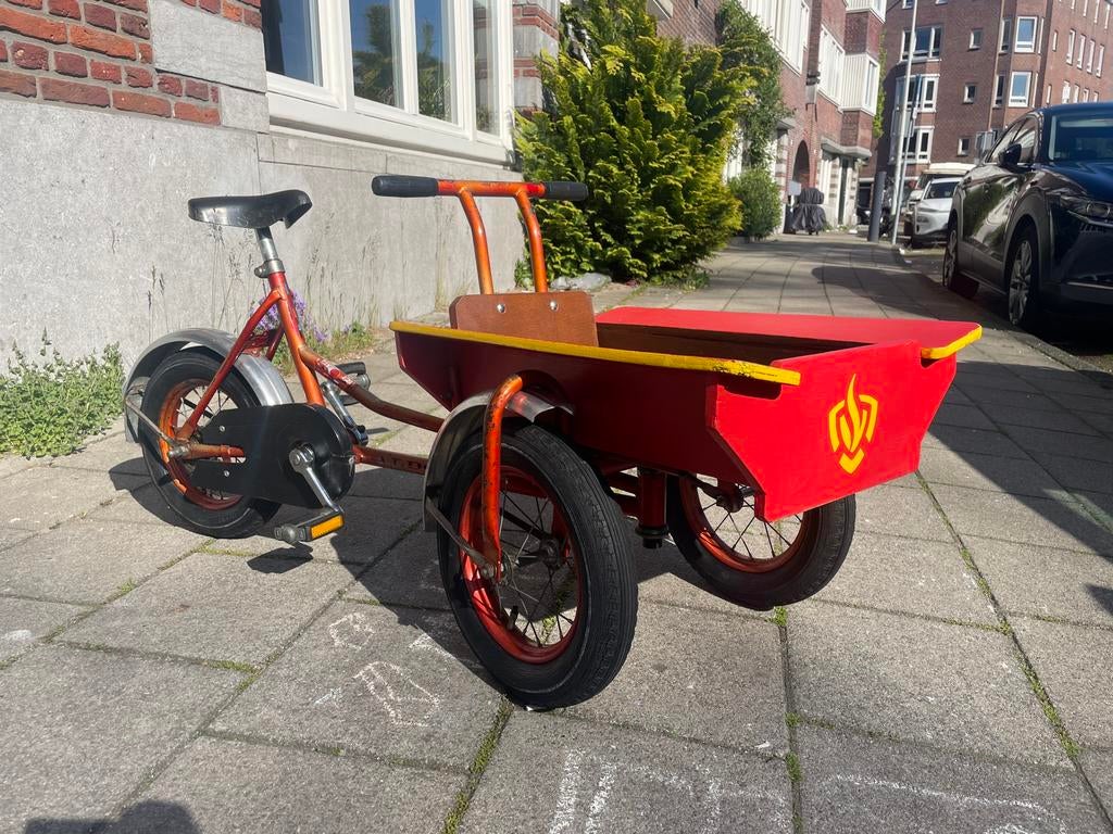 klassieke aldo kinderbakfiets - branweer thema - kinderfiets, Ophalen, Gebruikt, Terugtraprem, 1 kind