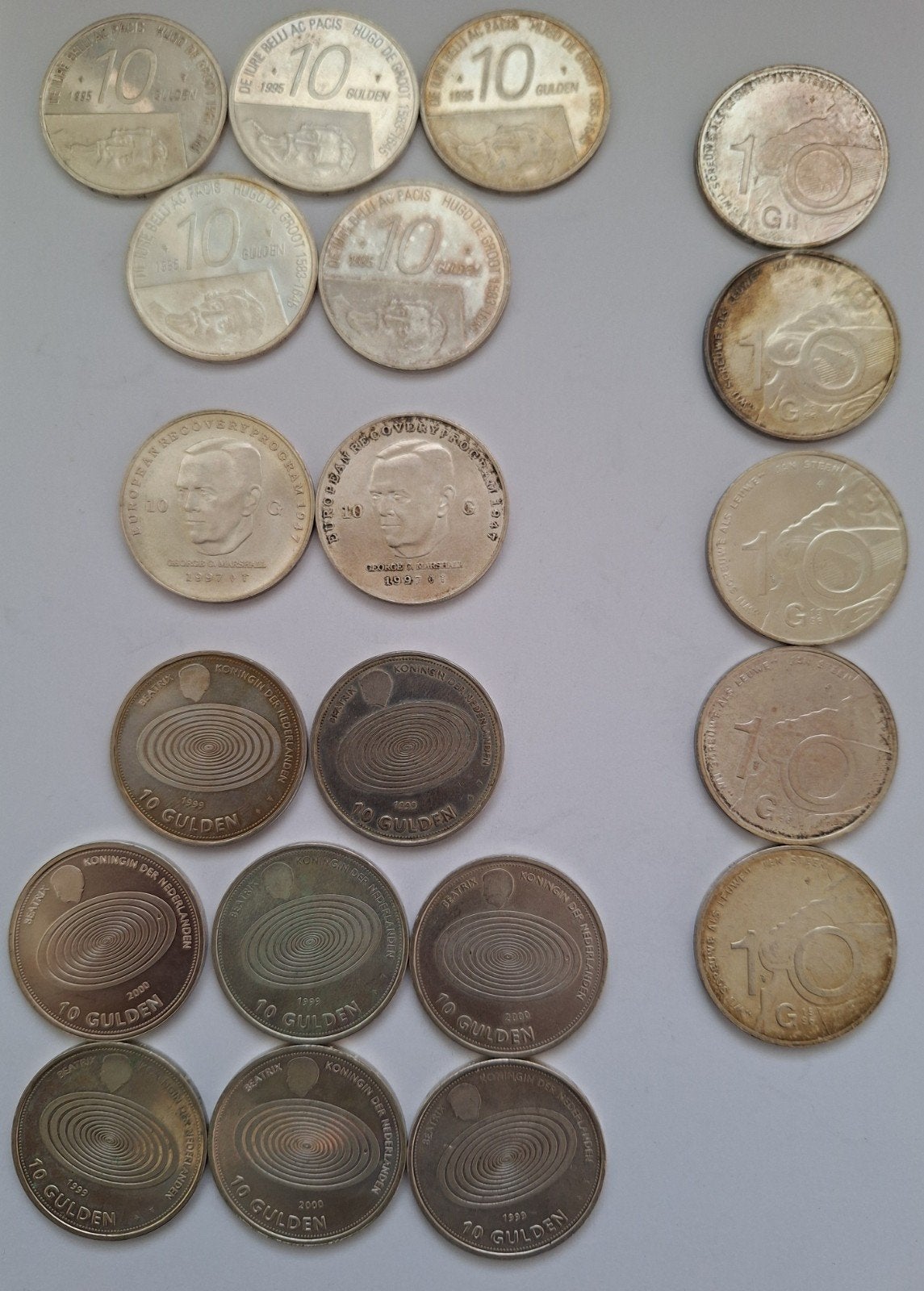 20x zilveren tientje 1995/1999, Postzegels en Munten, Setje, Koningin Beatrix, Zilver, Ophalen of Verzenden