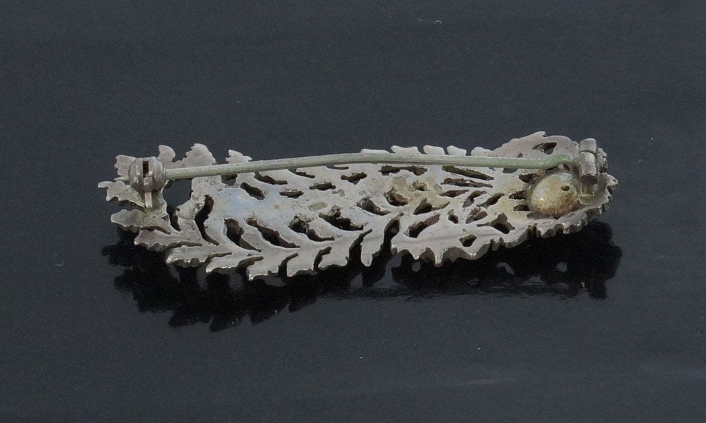 Diamanten antieke veer broche Friesland zilver 19e eeuws, Verzenden, Zilver, Broche, Met edelsteen