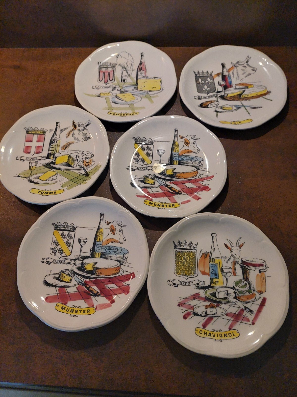 Gien 6 kaasbordjes 18 cm, Ophalen of Verzenden, Porselein, Overige stijlen, Bord(en)
