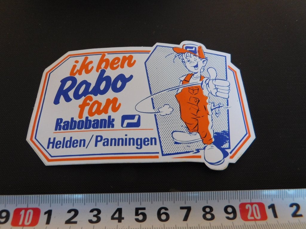 sticker Ik ben RABO fan  HELDEN / PANNINGEN  rabobank *, Verzamelen, Ophalen, Zo goed als nieuw